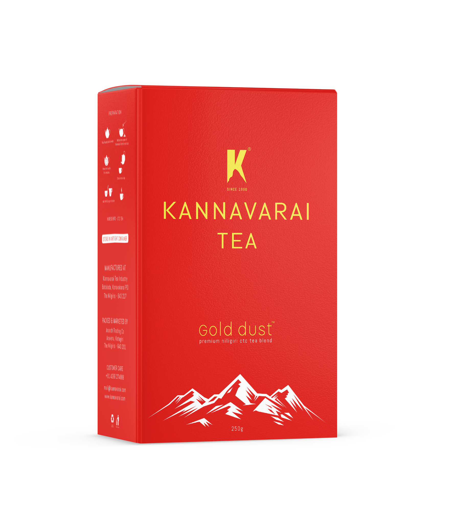 250 Gram of Kannvarai's Gold dust category in a red color rectangular package
